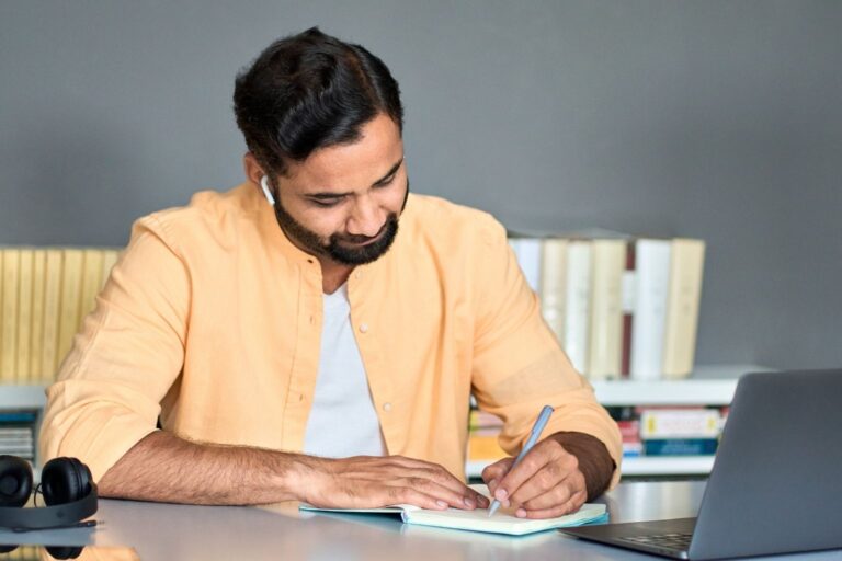 Adult practicing handwriting